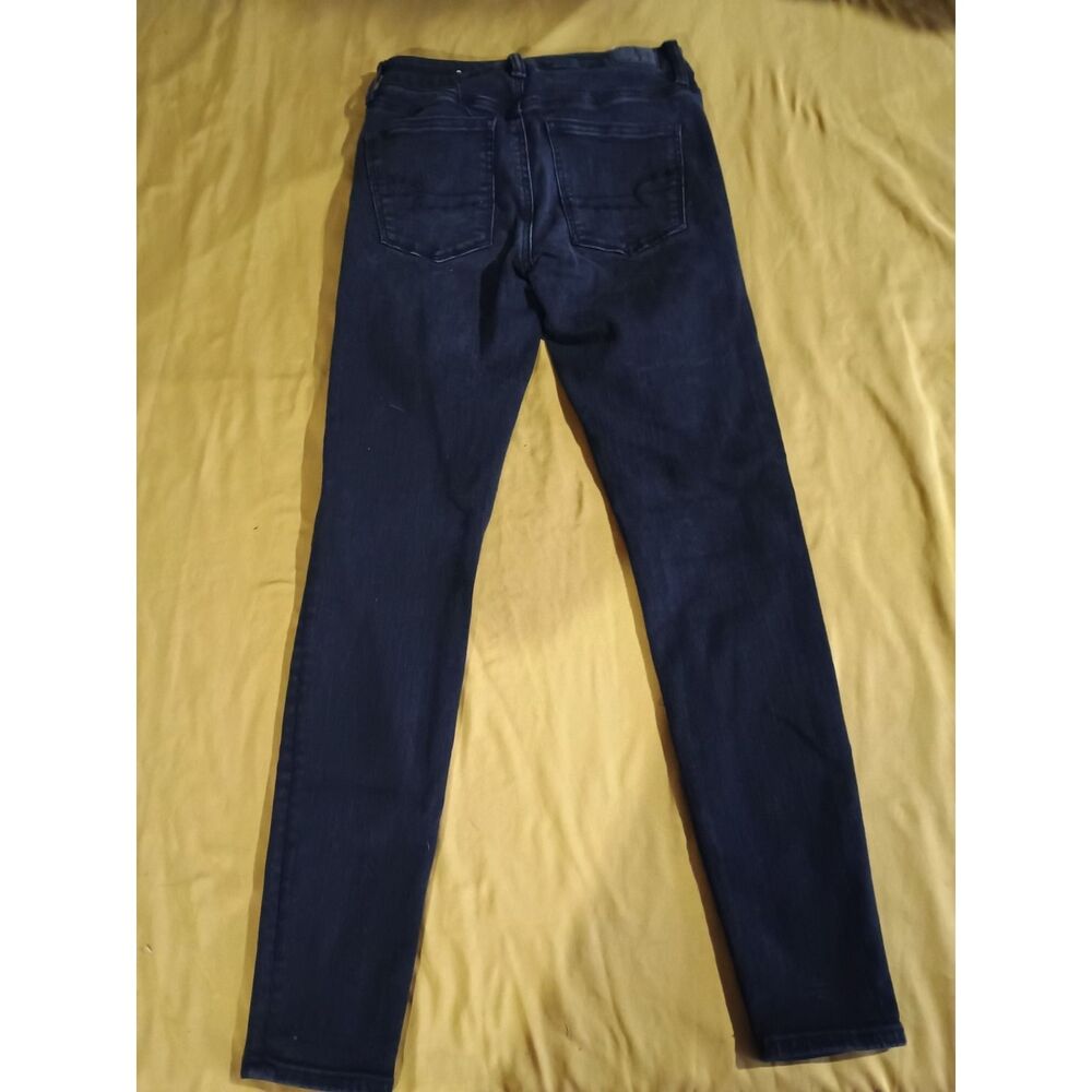 American Eagle Next Level Stretch Mid Rise Skinny Dark Wash Black Jeans 4